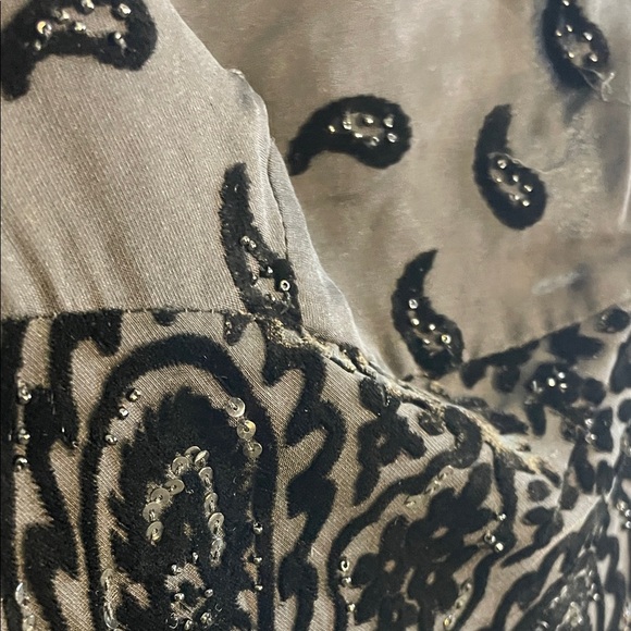 E by Eci Women’s Black Sheer Paisley Beaded Tank Top – Size 6 - Picture 9 of 16